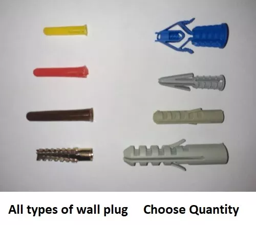 Wall Plugs Masonry Concrete Solid Hollow Wall Plasterboard ALL TYPES SIZES