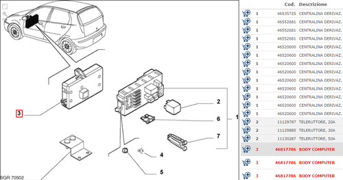 CENTRALINA BODY COMPUTER PUNTO - DOBLO' FIAT 46817786 - Imagen 4 de 4