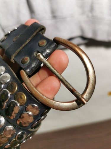 Avant Garde Vintage Designer Hype Belt Black Crystal Leather - Picture 3 of 4
