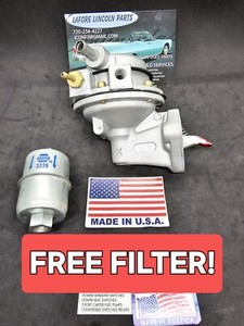 1961 - 1967 LINCOLN CARTER 3 PORT FUEL PUMP W/FREE FILTER REBUILT 430 460 462