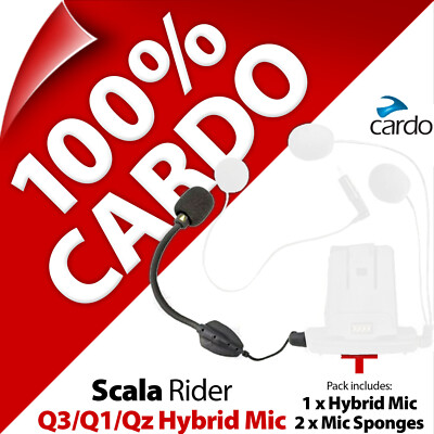 Cardo Scala Rider Hybrid Boom Microphone Mic + S/L Sponges for Q1 / Q3 / Qz 