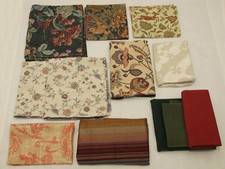 Upholstery Tapestry Fabric Lot of 12 Pieces Flowers Leaves Green Different Sizes