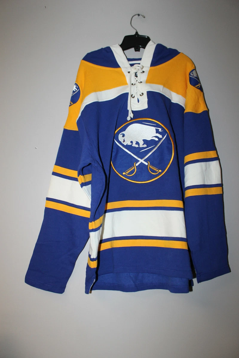 New NHL Buffalo Sabres old time jersey style mid weight cotton hoodie men's  S