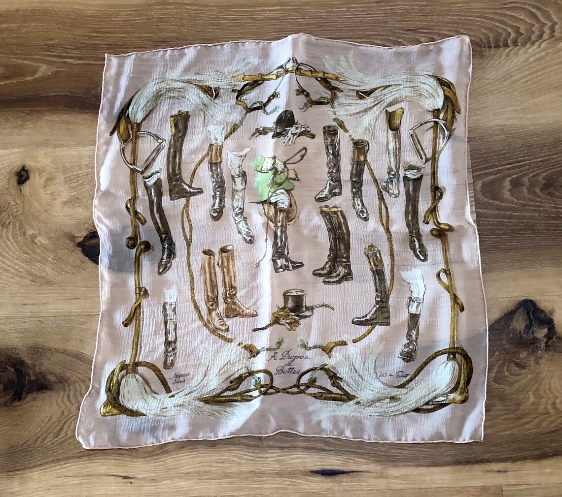 Hermes Scarf A Propos de Bottes Silk Mousseline Scarf 40 | eBay