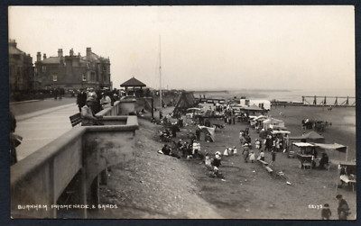 Postkarte Burnham am Meer Somerset Strandstände Promenade verschickt 1922 RP