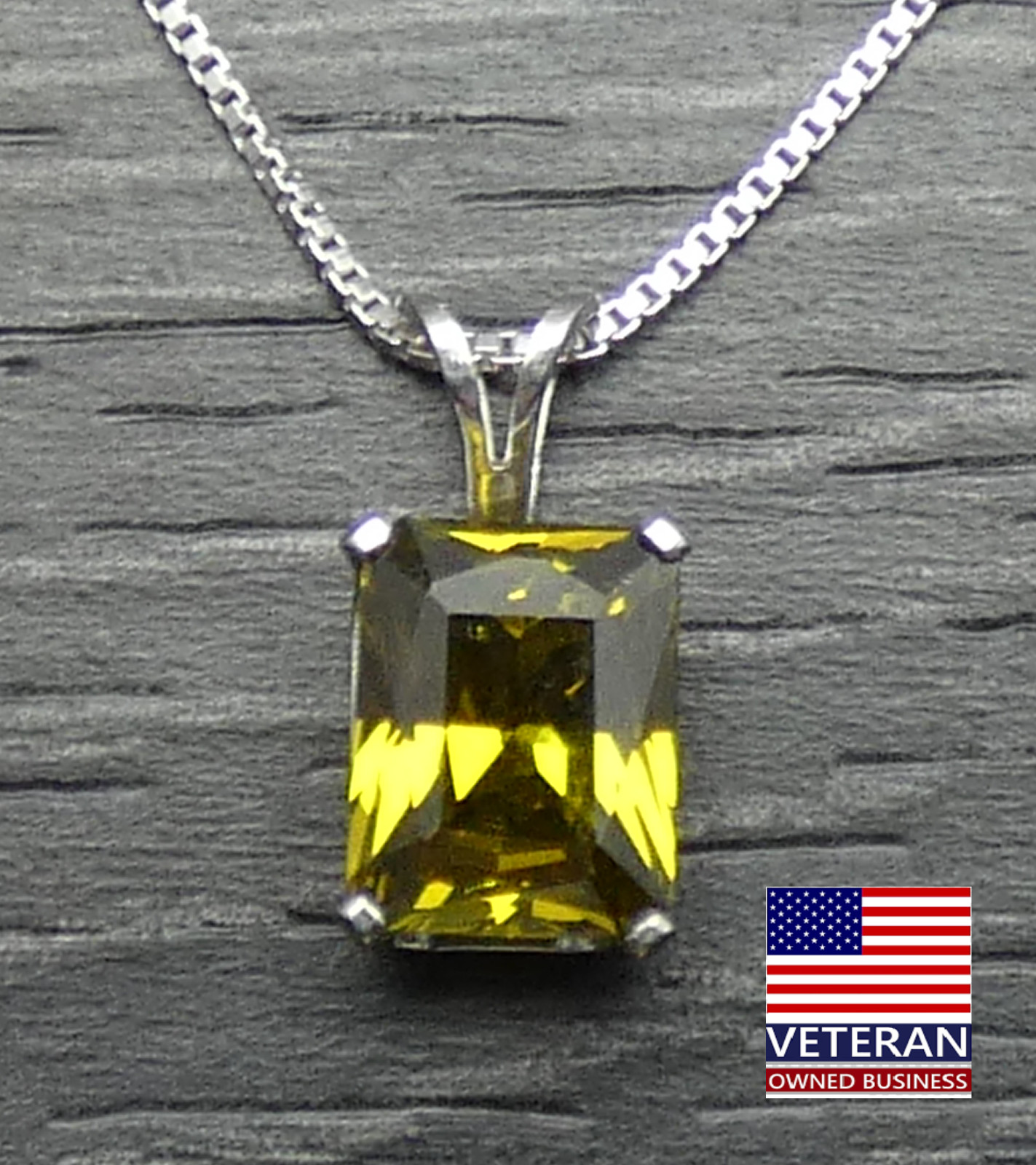 Sterling Silver Simple Rectangle Yellow Stone Pen… - image 1