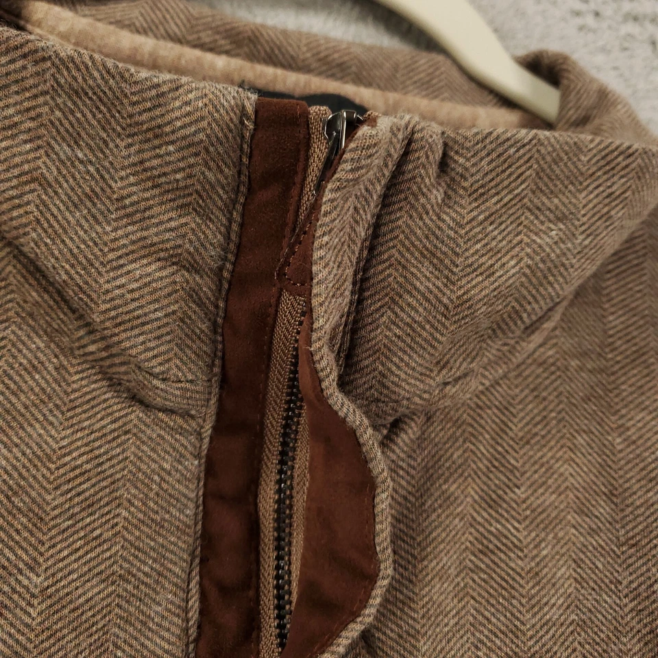 Suéter Sudadera Suéter Tahari Pullover Para Hombres XL Gris Marrón Espiga 1/4 Cremallera Foto 4 de 4