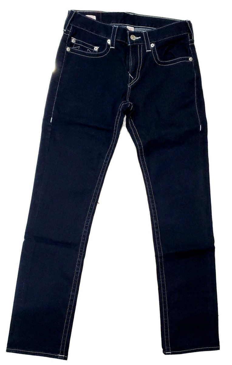 MENS TRUE RELIGION BRAND DARK WASH WIDE LEG DENIM BLUE JEANS SIZE