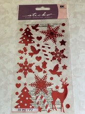 STICKO EK SUCCESS STICKERS RED  WHITE CHRISTMAS DECORATIONS TREE CANE DEER 36PC