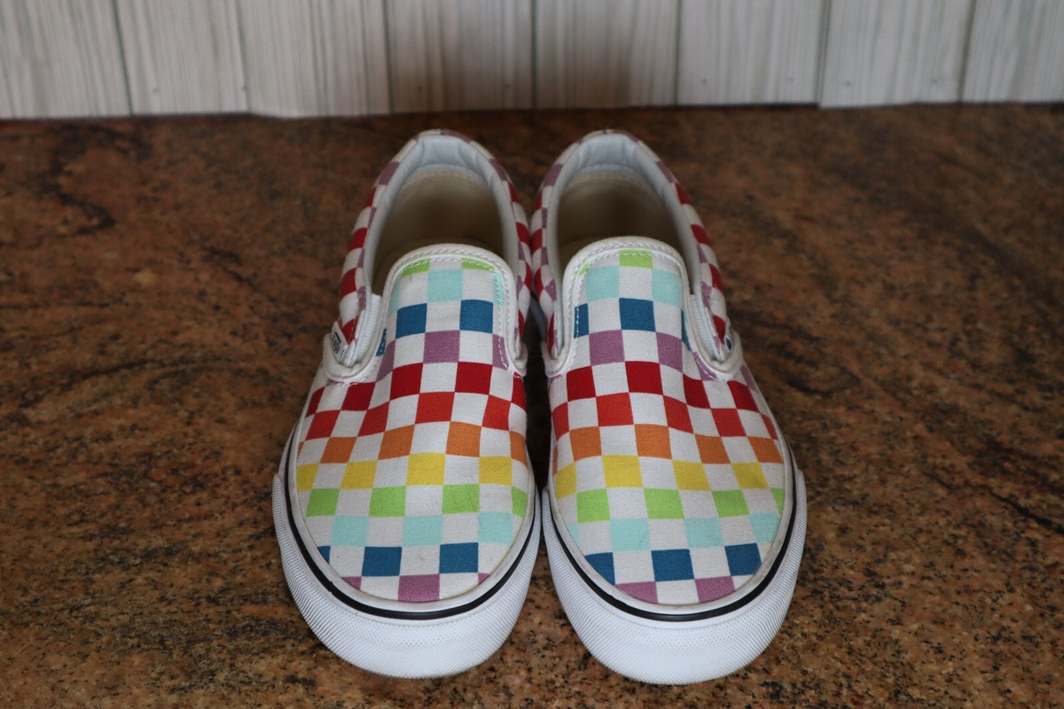 Mens Vans Light Rainbow Checkered Slip-On Shoes-Size‎ 10 -Excellent Condition Classic Checkerboard Slip-On Vans Style Guide | TikTok main image 4