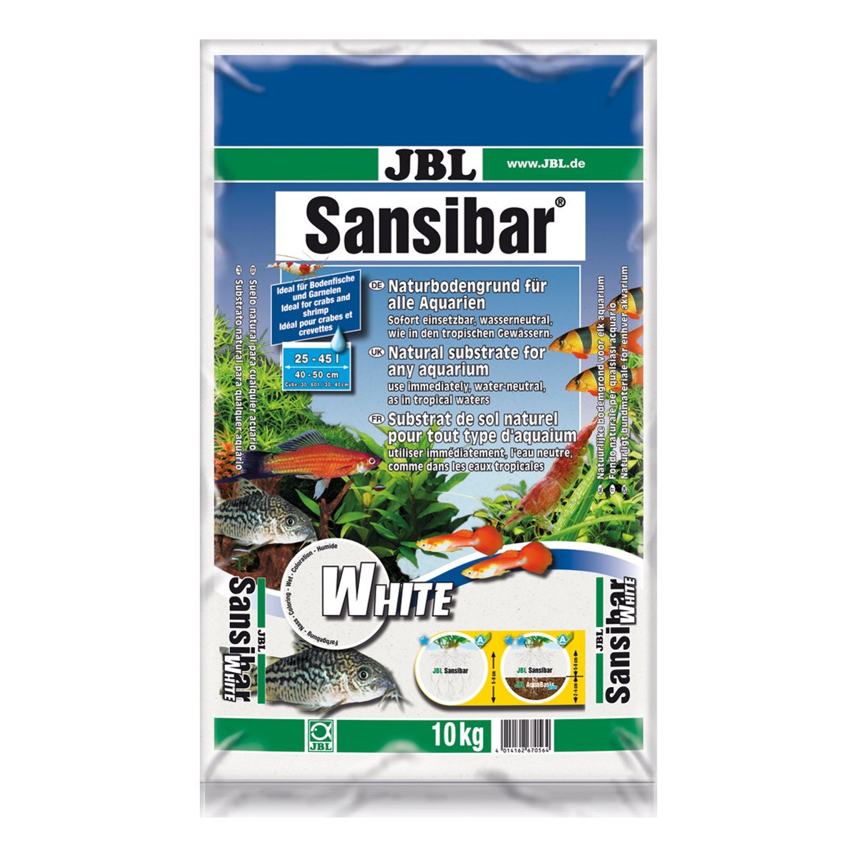 JBL Zanzíbar WHITE 10 kg - suelo blanco arena de acuario walsa blindada Schmerlen