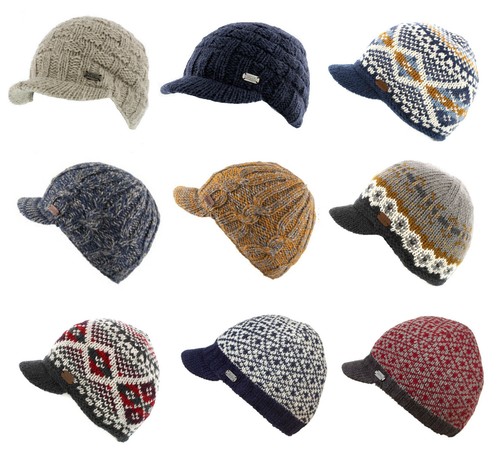 Kusan 100% Wool Knitted Peaked Beanie 