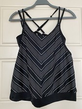Athleta Seascape Blousy Tankini Top-Dress Black/White striped 36B/C