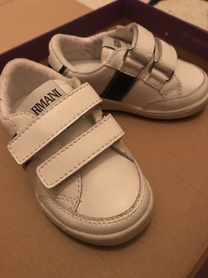 boys white velcro trainers