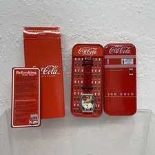 Vintage Coke Coca-Cola Wrist Watch in Refrigerator Tin Red Leather