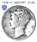 1936 D Mercury Dime 90% SILVER Good (G) *JB's Coins*