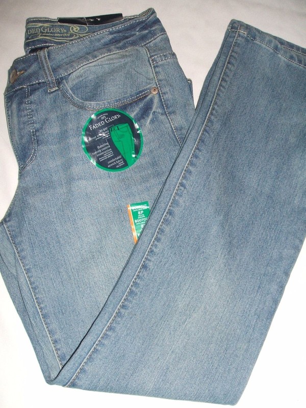 NWT FADED GLORY WOMEN'S MIDRISE BOOTCUT OPENING SLIM HIP&THIGH JEANS 8P NEW