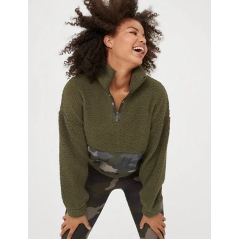Fluffy sherpa top quarter zip