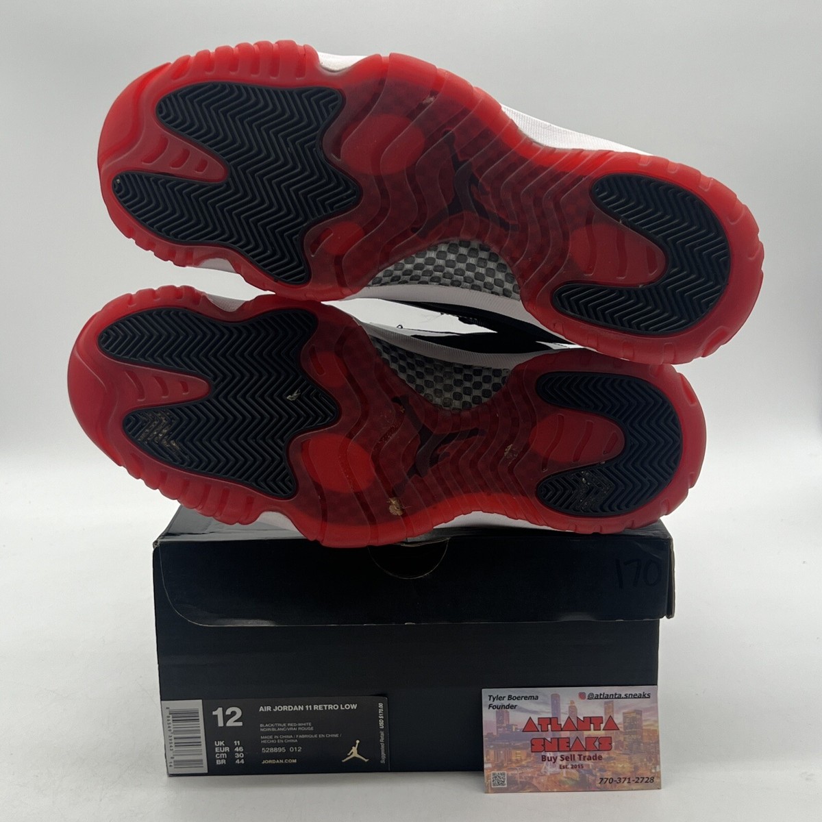 Size 12 - Air Jordan 11 Retro 2015 Low Bred White Leather Red