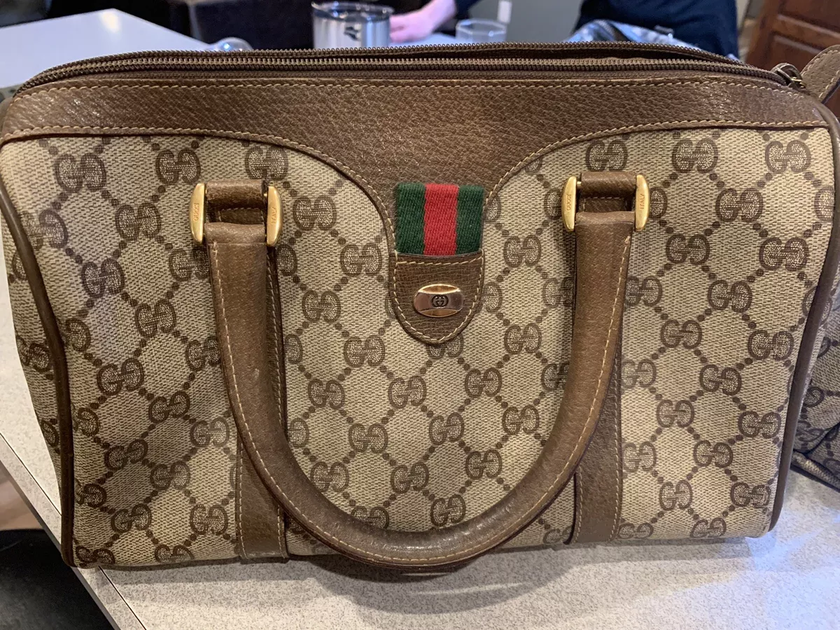 Gucci Boston Speedy Ophidia Satchel (Authentic Pre-Owned) Leather Brown