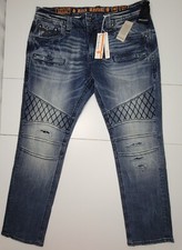 Rock Revival Men  s Pierre Biker Straight Stretch Slim Jean Blue Size 40X33 New