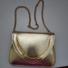 Vintage Walborg Gold Evening Bag Chain Purse Shiny Snap Clutch Handbag, NWT