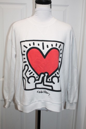 Pull \u0026 Bear x Keith Haring Sweatshirt Sz S white LOVE print Pop Art Artist  Woman | eBay