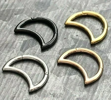 1pc Crescent Moon Hinged Segment Ring Surgical Steel Hoop Helix Daith 8mm 5/16"