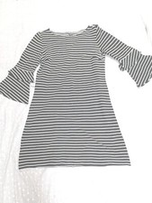 Ann Taylor Striped Dress Size 2 bell Sleeves. Black and white.