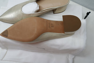 VINCE Ralston Pointy Toe Leather Mule Heel Shoes Cream Champagne