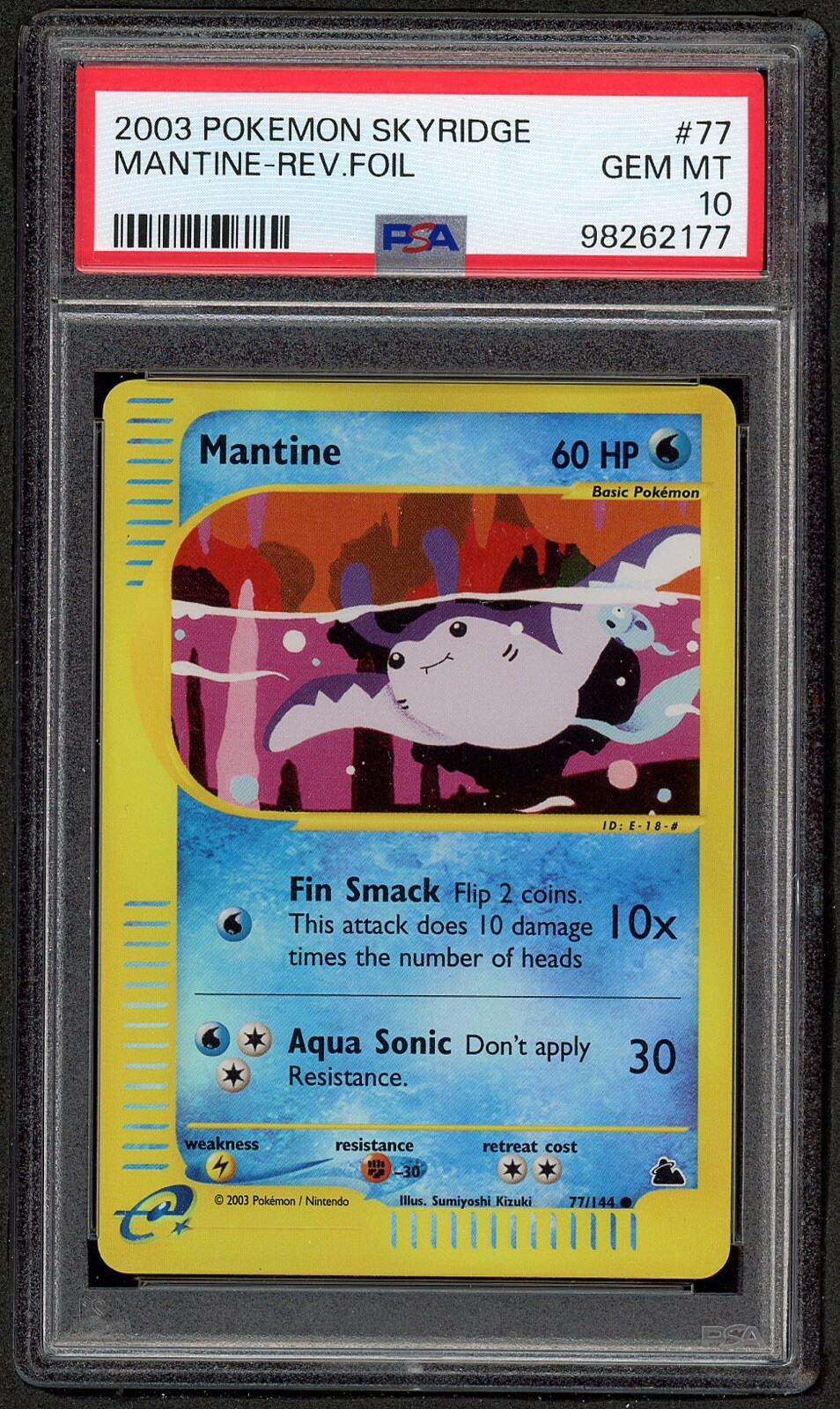PSA 10 💎 GEM MINT Mantine Reverse Holo Skyridge Pokemon Card 77/144 LOW POP