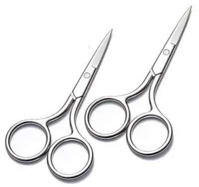 Small Brow Scissors - 2 Pack Little Sharp Precise Detail Snips for Cutting Nose