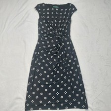 LAUREN RALPH LAUREN WOMEN'S BLACK AND WHITE GEOMETRIC PRINT DRESS SIZE 6