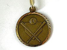 Vintage USA Red, White, Blue Baseball Award Neck Pendant Pin Medal Marked Italy