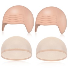 4 Packs Halloween Bald Caps Makeup Latex Bald Head Wig Cap Bald Hat Costume A...