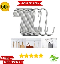 40 Pack S Hooks - Stainless Steel Heavy Duty S Hooks for Hanging Pots, Pans, Pla