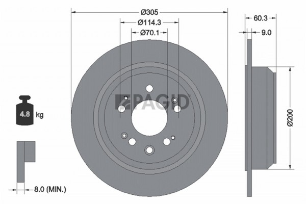2X Bremsscheibe Pagid 54951N FüR Honda Accord 8 Cu Tourer Cw CU1 CW1 Dtec CU3-image