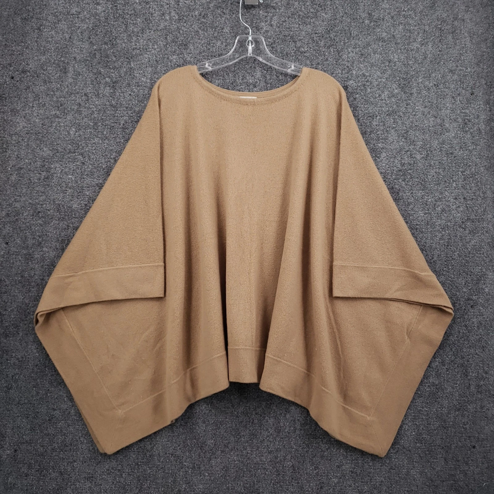 White Warren Cashmere Poncho Sweater Womens XS Brown Batwing Sleeve Pullover