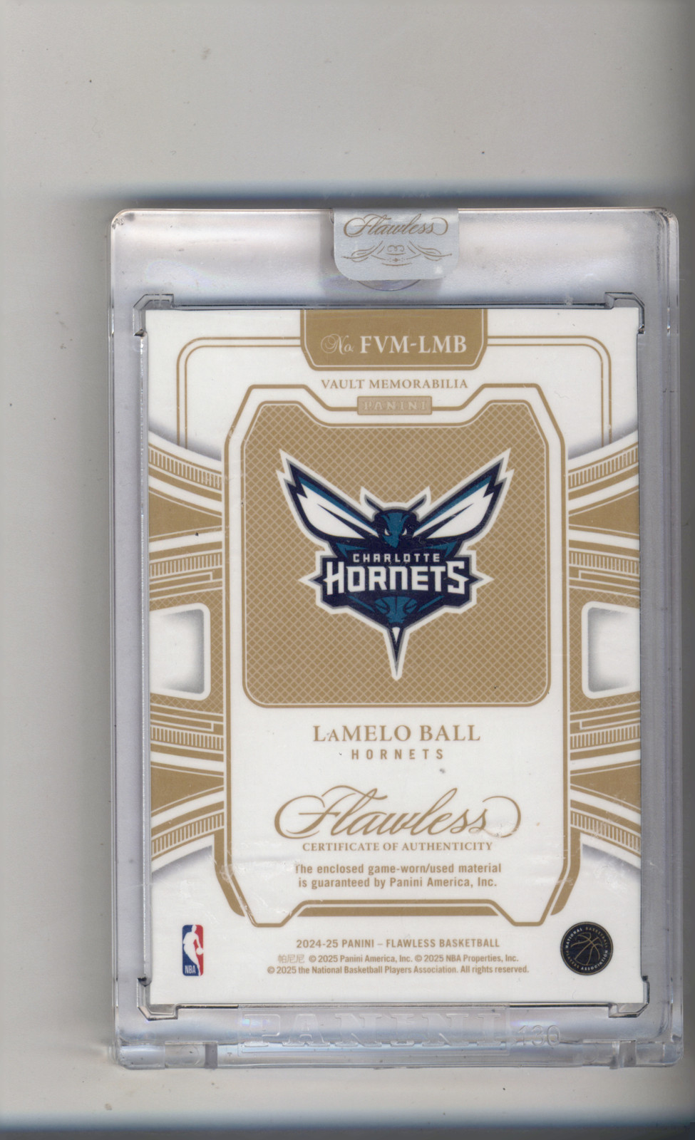 2024 Panini Flawless Vault Memorabilia LaMelo Ball JORDAN LOGO PATCH 1/1 #FVM-LM view 2