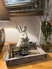 Natur Holztablett mit Metallgriffen 30x30 cm Tischdeko Shabby Chic Vintage