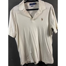 Polo Ralph Lauren men Shirt Medium White Classic Fit Short Sleeve Cotton Logo