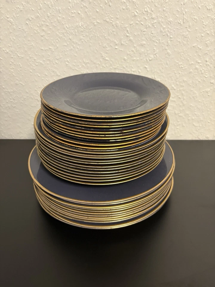 Teller Set - 3er Set Gold/Blau