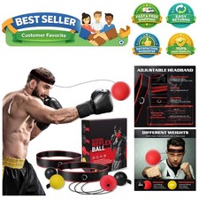 Boxing Reflex Ball Headband Set - Includes 4 Different Balls and 2 Adjustable...