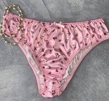 NEW Glossy Secret Satin 1X 8 Hi Cut Bikini Brief Panties SILKY Roses Polka Dots