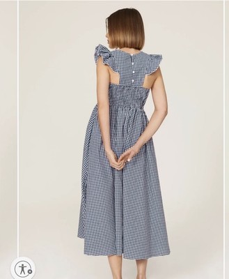 Adorable Summer NWT Gingham  NOM Harper Maternity Maxi Dress Size M 