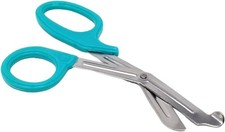 All-Purpose Stainless Steel, Tactical Scissors with Serrated Blade Teal Handle 
