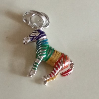 Links of London Rainbow ZEBRA Charm Pendant Enamel & Sterling Silver Hallmarked
