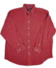 Daniel Cremieux Classics Red Blue Striped Button L/S Dress Shirt Men's Size XL