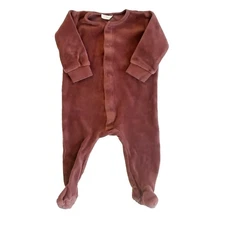 Rylee + Cru Velour Hidden Snap Footie Sleepwear Cranberry 12-18 Months Baby
