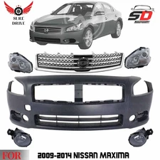 Front Bumper Cover Fascia & Head Light Assembly For 2009-2014 Nissan Maxima